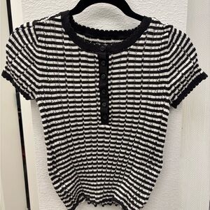 American Eagle Outfitters Black and White Striped Top